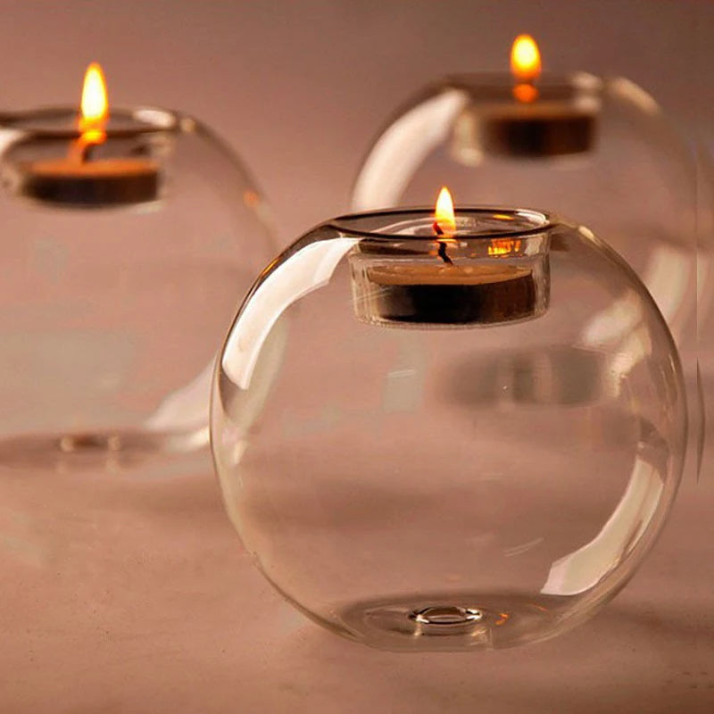 Glass Candle Holder with Hollow Design , European Style for Weddings, Parties, and Table Decorations