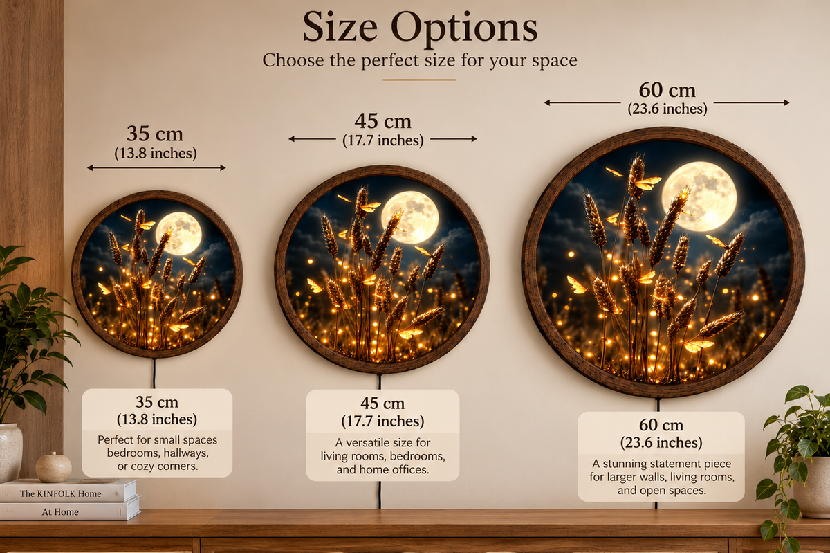 Golden Wheat LED Wall Art, Black Gold Botanical Lighted Decor, Round Farmhouse Wall Art, Rustic Nature Home Decor, Wheat Lover Gift