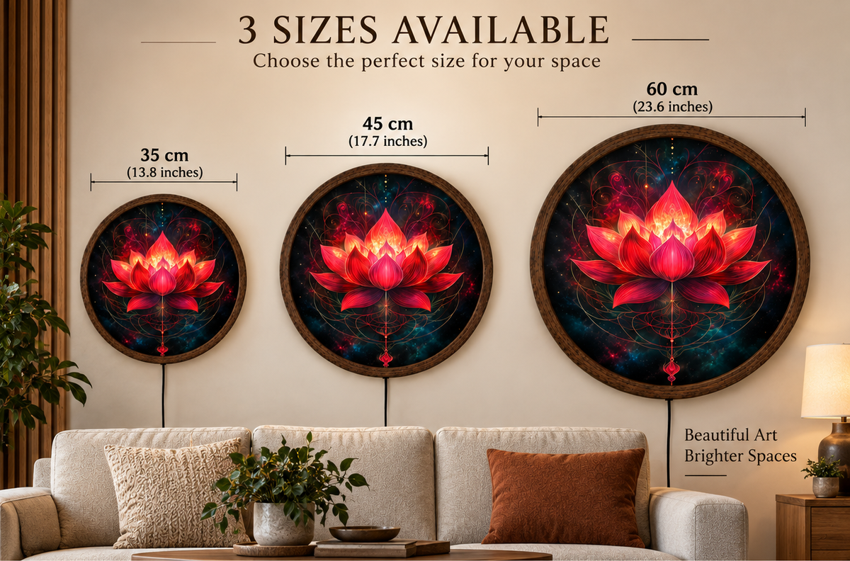 Golden Moon Woman LED Wall Art, Celestial Goddess Lighted Round Decor, Fantasy Moonlit Landscape, Boho Wall Art