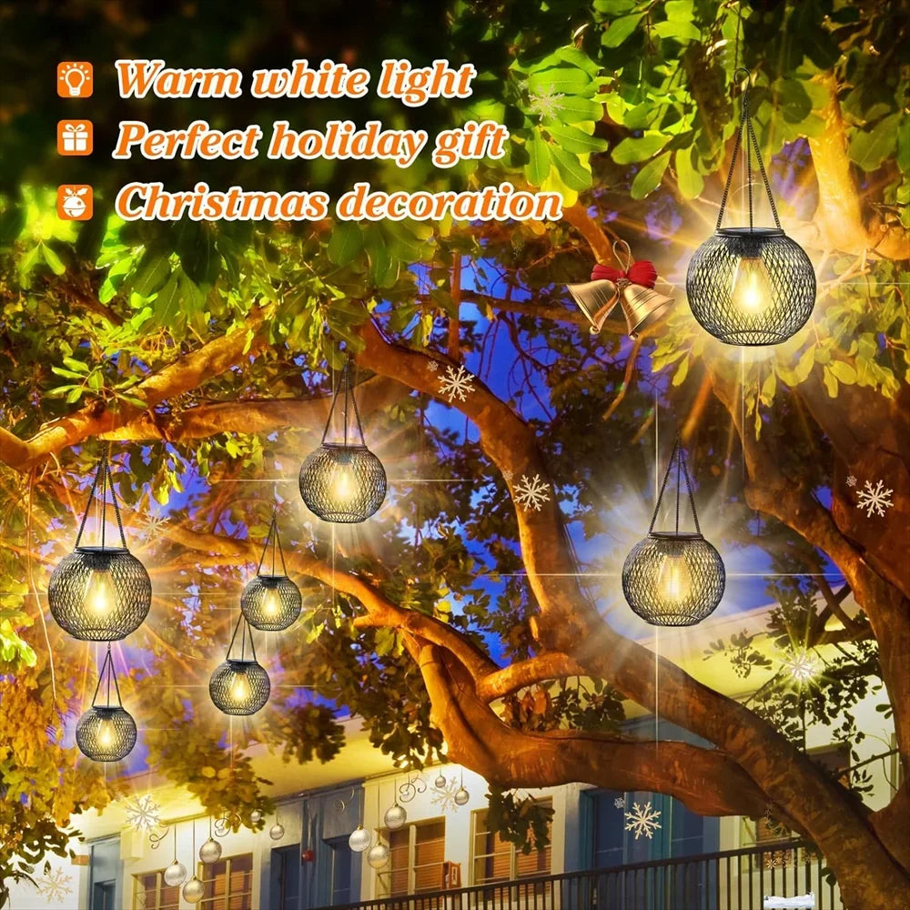 Solar Lantern Outdoor, Ortiny Upgraded Waterproof Hanging Solar Lights for Decorative Garden
