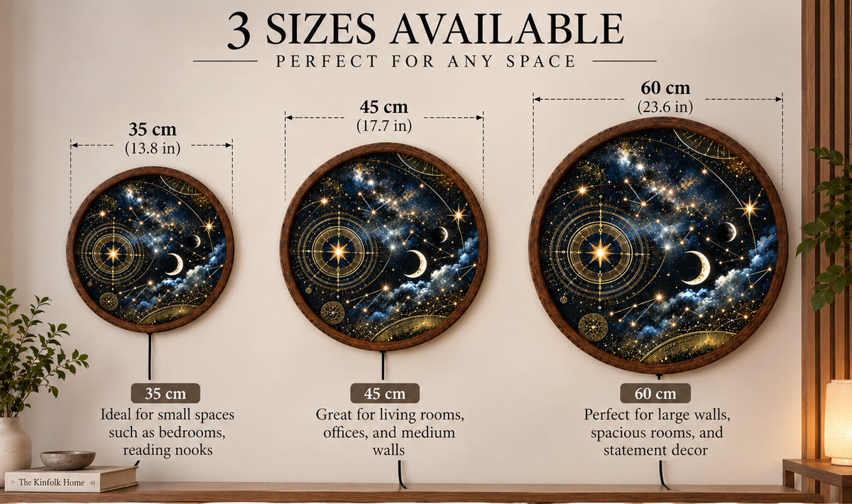 Celestial Moon and Stars LED Wall Art, Astrology Constellation Round Lighted Decor, Cosmic Galaxy Wall Art, Mystical Home Decor