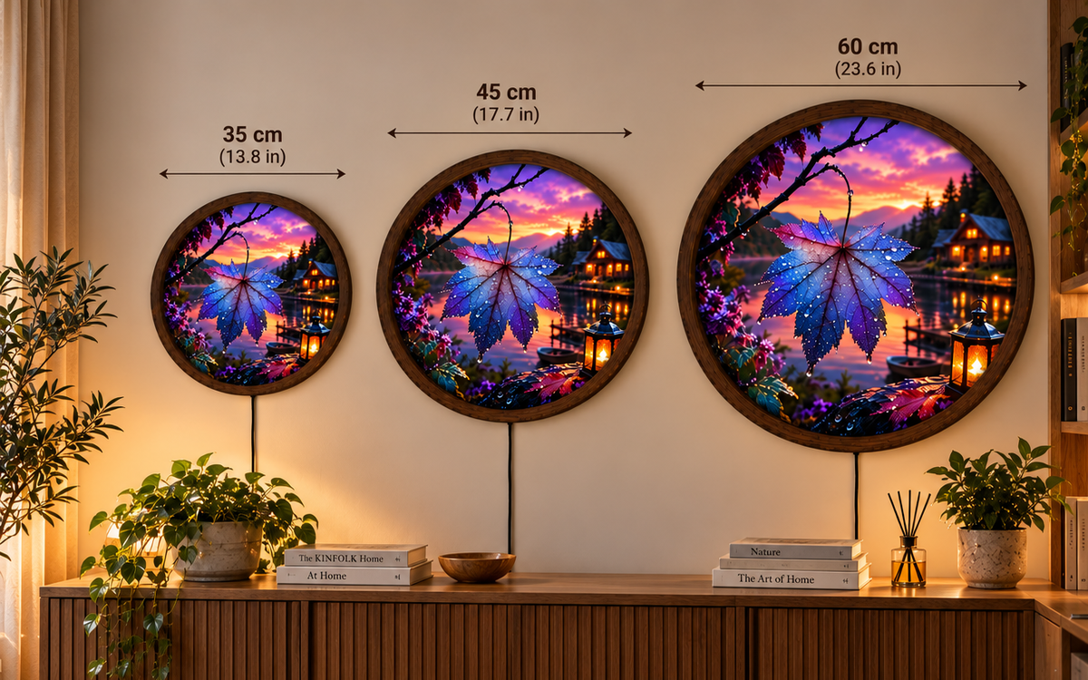 Maple Leaf LED Wall Art, Autumn Lake Sunset Lighted Wall Decor, Rustic Cabin Nature Wall Lamp, Fall Home Decor, Cozy Mountain Gift