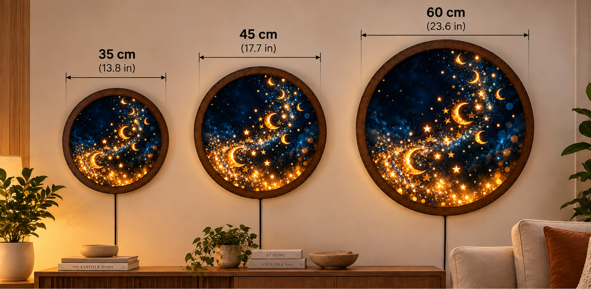 Celestial Moon and Stars Wall Art, Golden Crescent Moon Decor, Magical Night Sky Artwork, Galaxy Celestial Home Decor