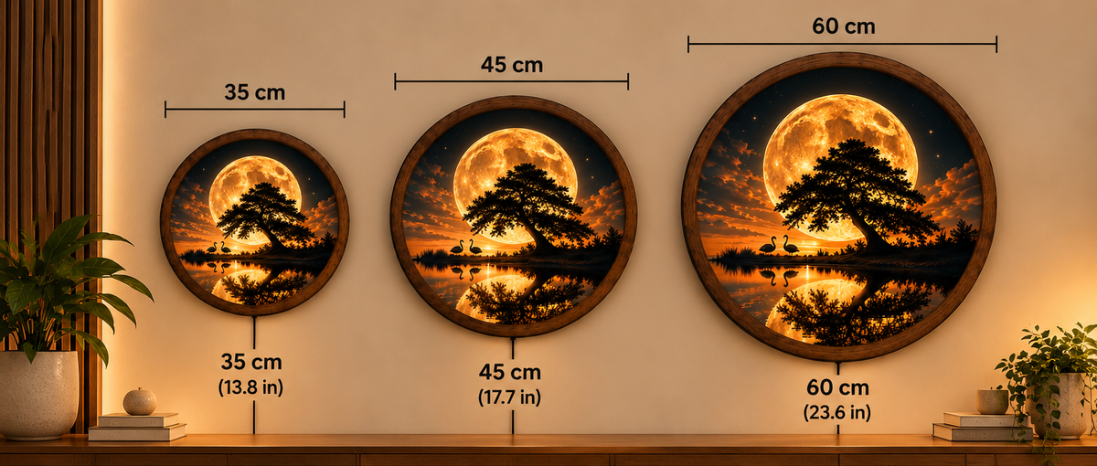 Moon Tree LED Wall Art, Full Moon Swan Landscape Light, Round Celestial Wall Decor, Glowing Nature Wall Lamp, Romantic Bedroom Decor