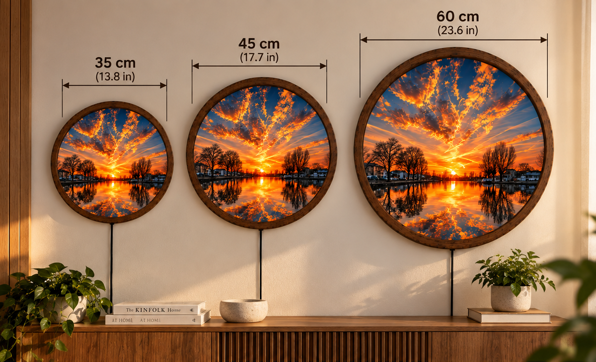 Sunset LED Wall Art, Orange Sky Lake Landscape Wall Light, Round Nature Wall Decor, Glowing Scenic Wall Lamp, Peaceful Home Decor Gift