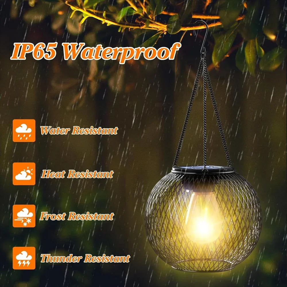 Solar Lantern Outdoor, Ortiny Upgraded Waterproof Hanging Solar Lights for Decorative Garden