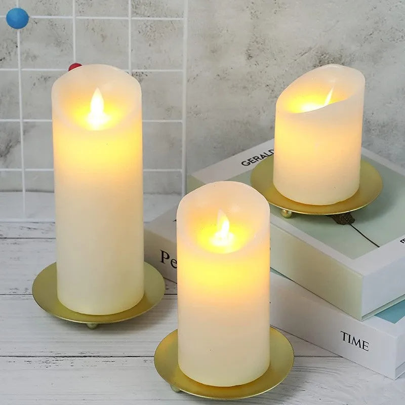 Iron Plate Candle Holder, 7/9/11cm Decorative Pedestal for Pillar & Wax Candles, Spa, Birthday, Party Decor