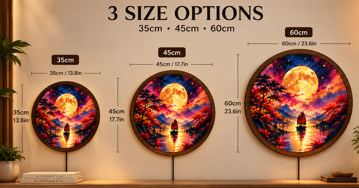 Full Moon LED Wall Art, Colorful Fantasy Landscape Wall Light, Moonlit Sailboat Decor, Round Illuminated Wall Art, Bedroom Living Room Decor