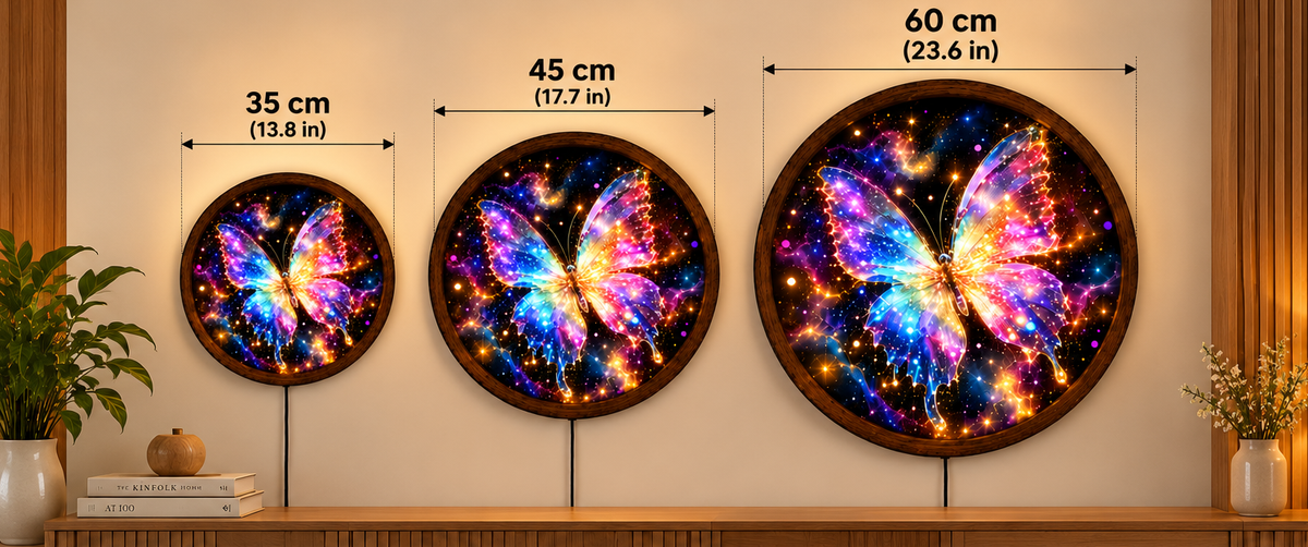 Colorful Butterfly LED Wall Art, Glowing Rainbow Butterfly Wall Light, Round Illuminated Butterfly Decor, Fantasy Bedroom Living Room Art