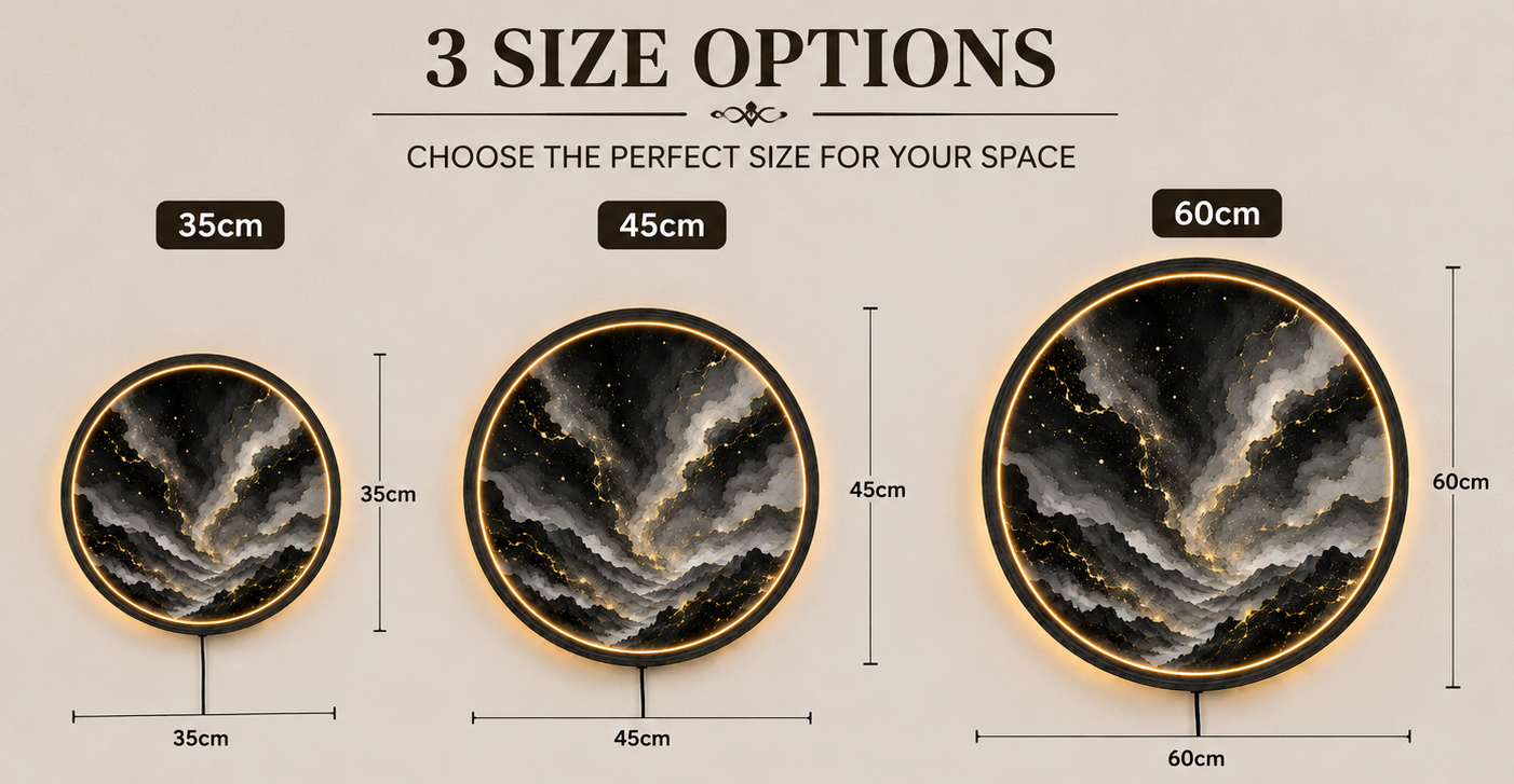 Mystic Mountain LED Wall Art, Black Gold Acrylic Night Light