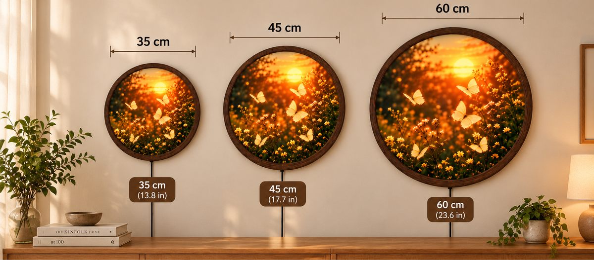 Butterfly Sunset LED Wall Art, Glowing Floral Butterfly Wall Light, Round Illuminated Nature Decor, Wildflower Bedroom Wall Lamp