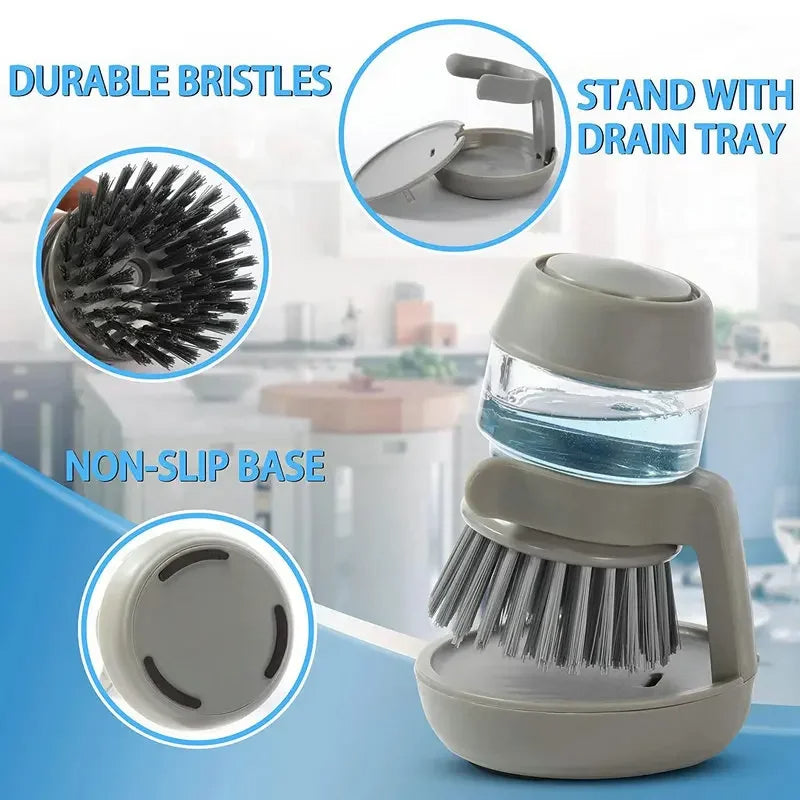 Dish Brush With Soap Dispenser Palm Brush Dish washing Kitchen Scrub Brushes