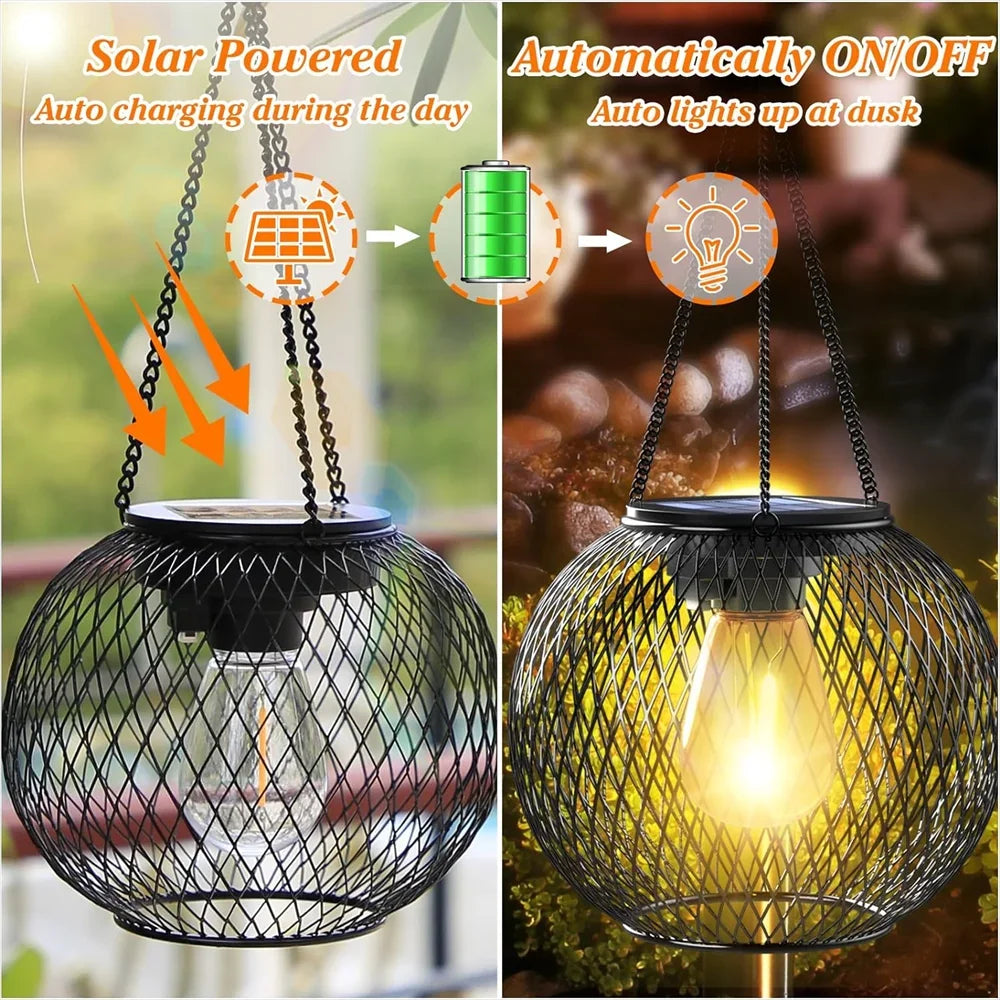 Solar Lantern Outdoor, Ortiny Upgraded Waterproof Hanging Solar Lights for Decorative Garden