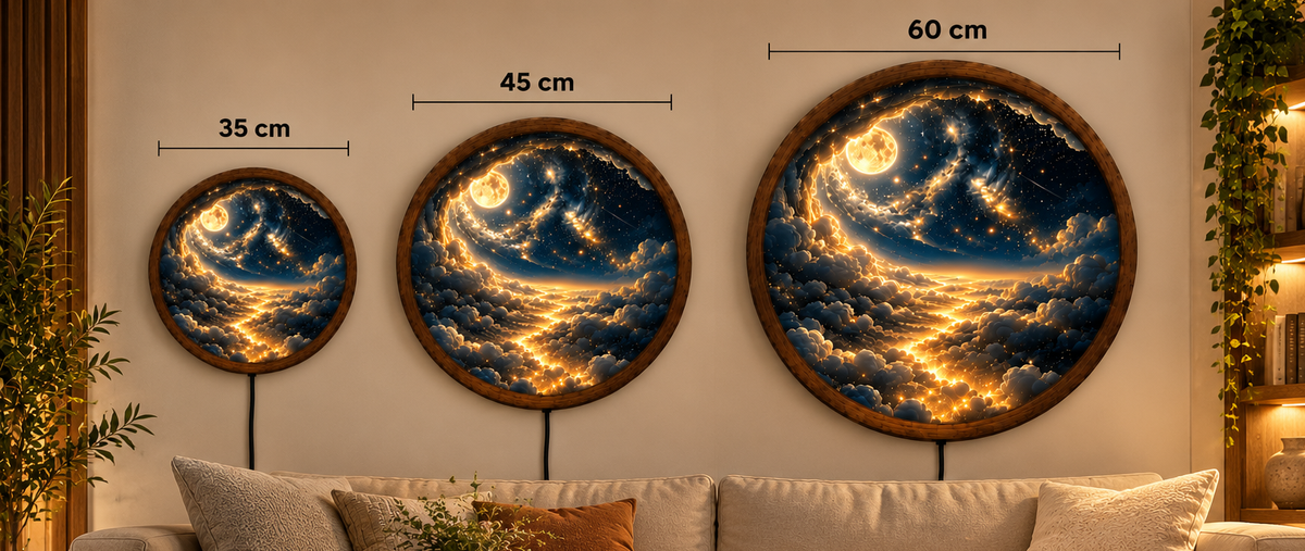 Celestial Moon LED Wall Art, Glowing Galaxy Cloud Round Wall Light, Starry Night Sky Decor, Fantasy Bedroom Wall Hanging Gift