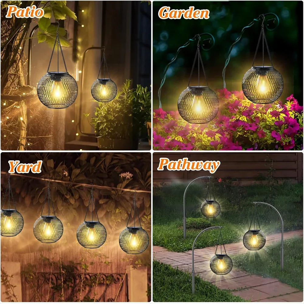 Solar Lantern Outdoor, Ortiny Upgraded Waterproof Hanging Solar Lights for Decorative Garden