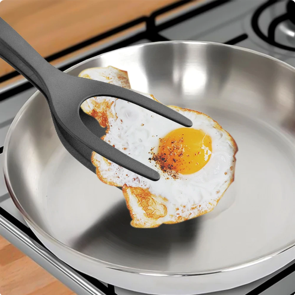 2 in 1 Grip and Flip Spatula Tongs Egg Flipper Tong Pancake Fish French Toast Omelet Making for Home Kitchen Cooking Tool