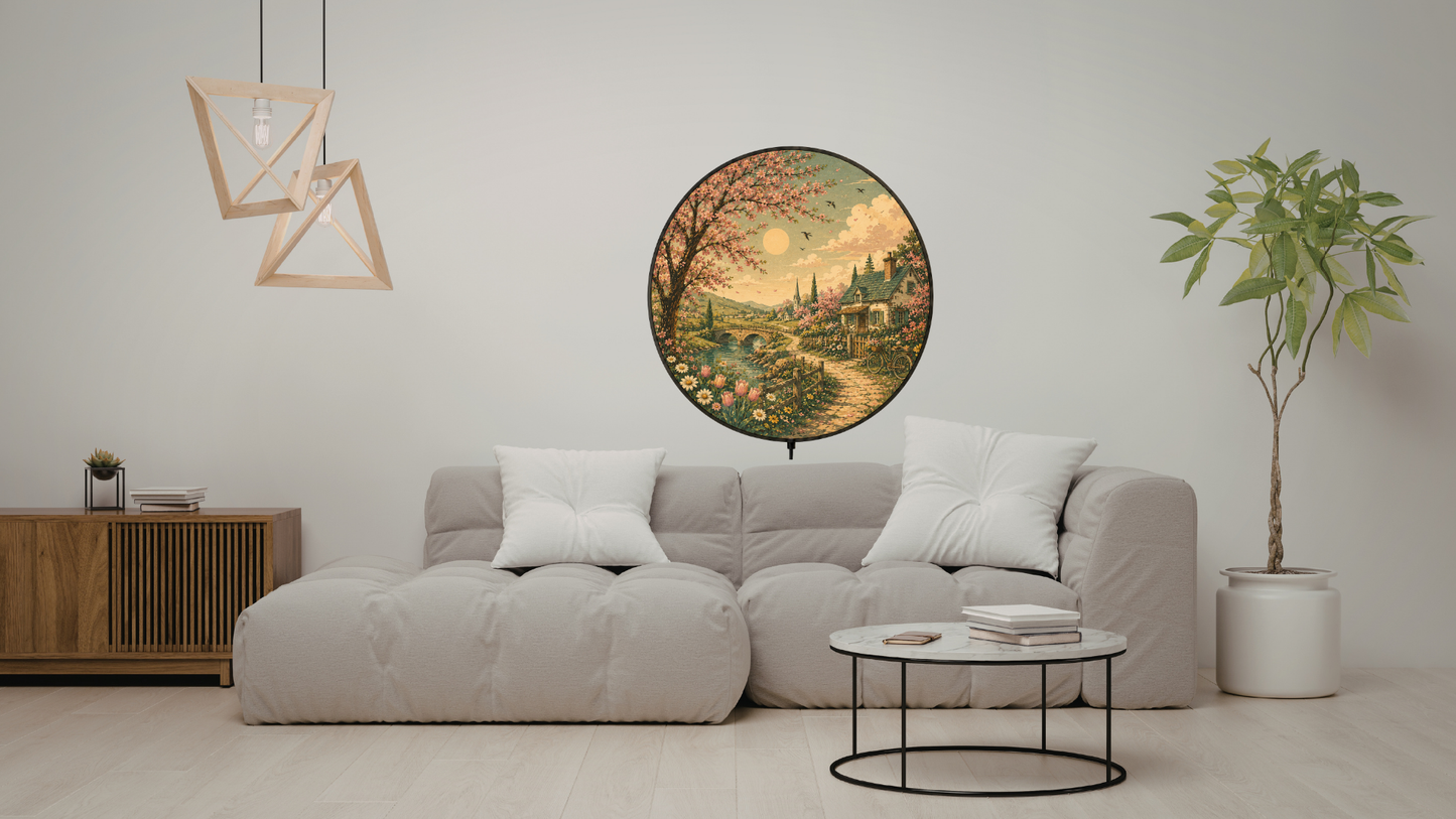 Spring Countryside LED Wall Art, Retro Floral Acrylic Light Sign