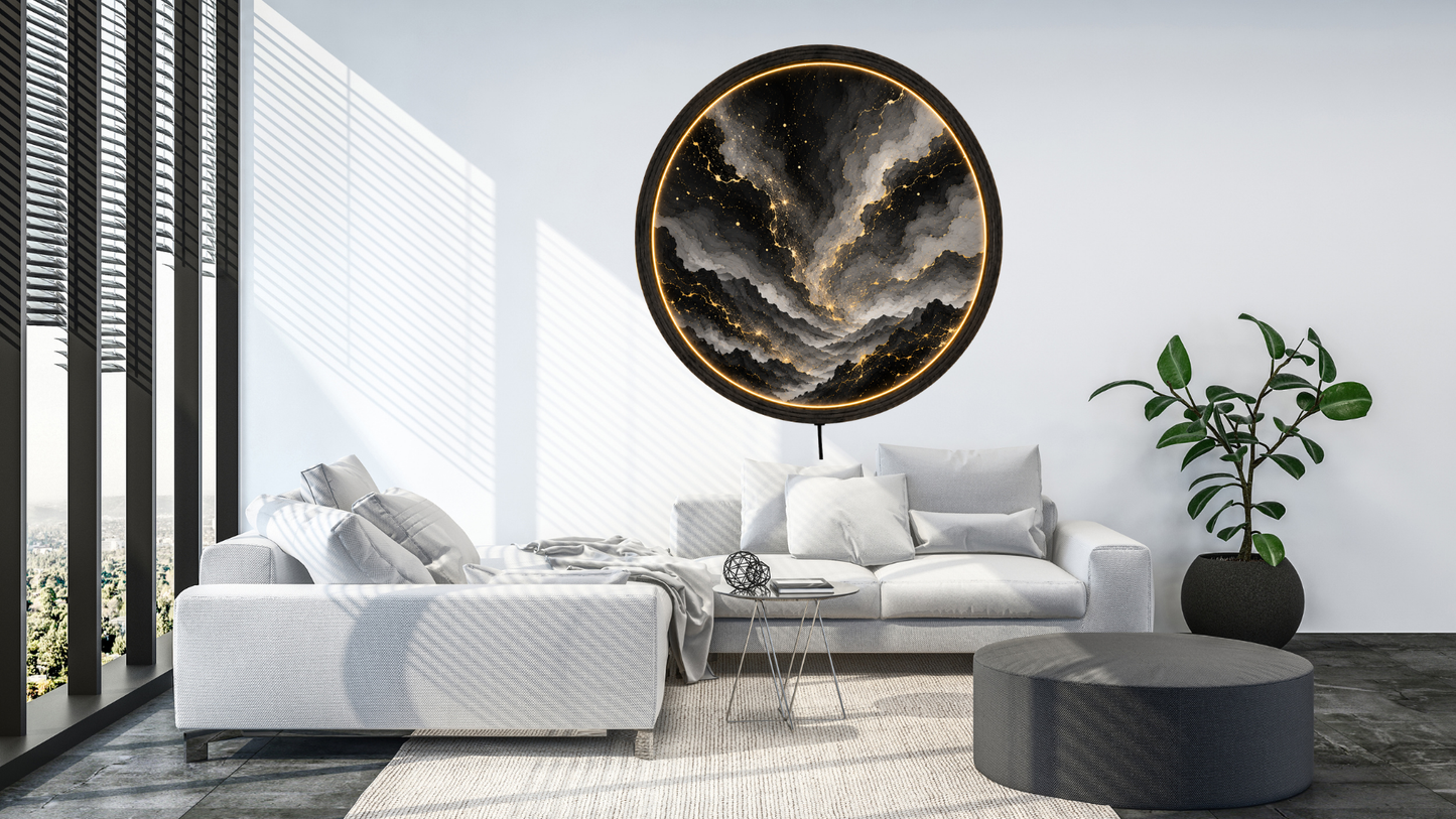 Mystic Mountain LED Wall Art, Black Gold Acrylic Night Light