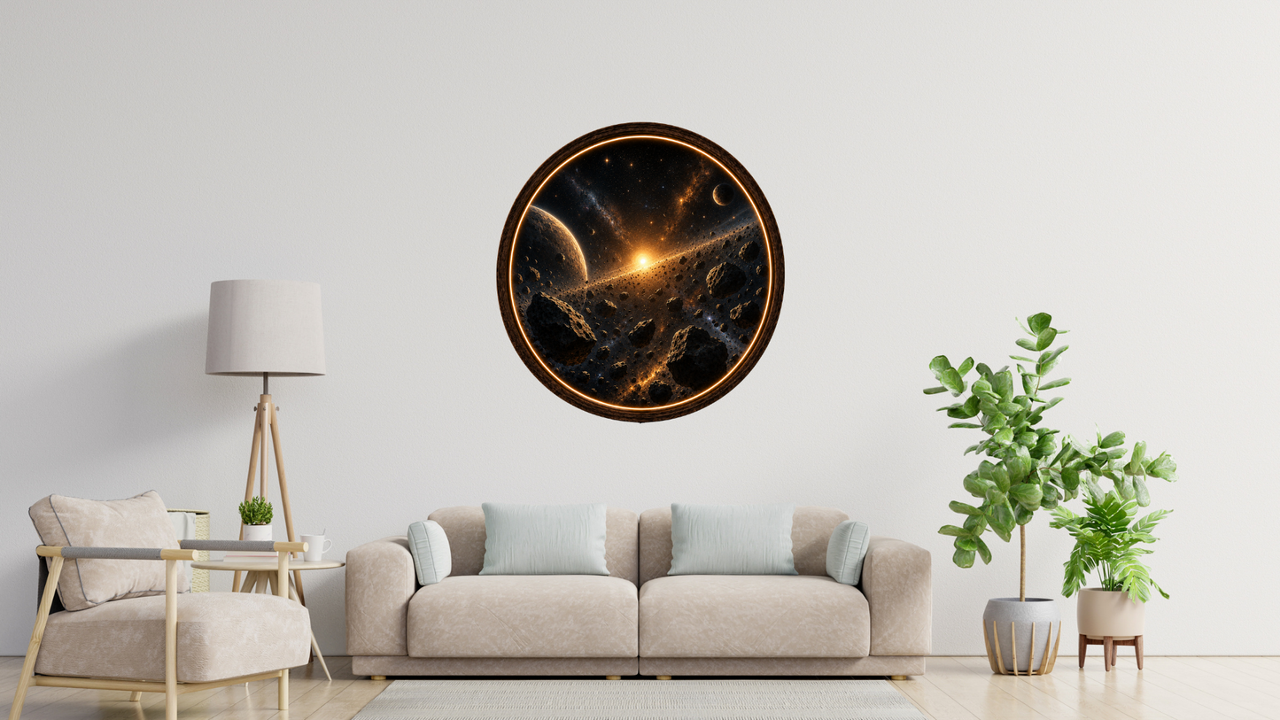 Cosmic Asteroid LED Wall Art, Planetary Space Decor, Lighted Wall Hanging