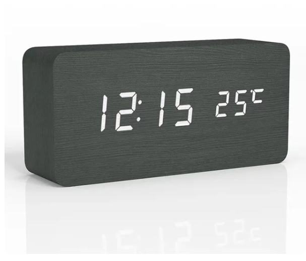 Wooden Digital Alarm Clock, LED Alarm Clock with Temperature Desk Clocks for Office,Bedside Clock