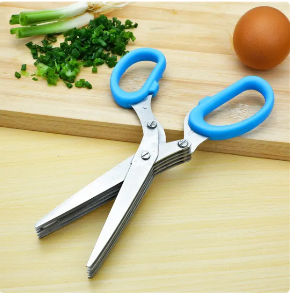 Multifunctional Muti Layers Stainless Steel Knives Kitchen Scissors Scallion Cutter Herb Laver Spices Cook Cut Scissor