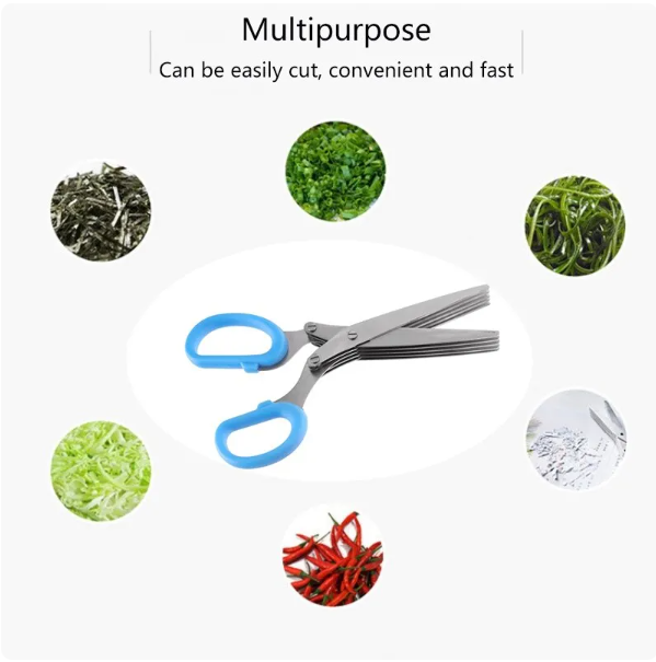 Multifunctional Muti Layers Stainless Steel Knives Kitchen Scissors Scallion Cutter Herb Laver Spices Cook Cut Scissor