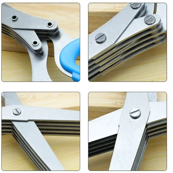 Multifunctional Muti Layers Stainless Steel Knives Kitchen Scissors Scallion Cutter Herb Laver Spices Cook Cut Scissor