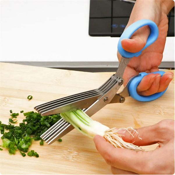 Multifunctional Muti Layers Stainless Steel Knives Kitchen Scissors Scallion Cutter Herb Laver Spices Cook Cut Scissor