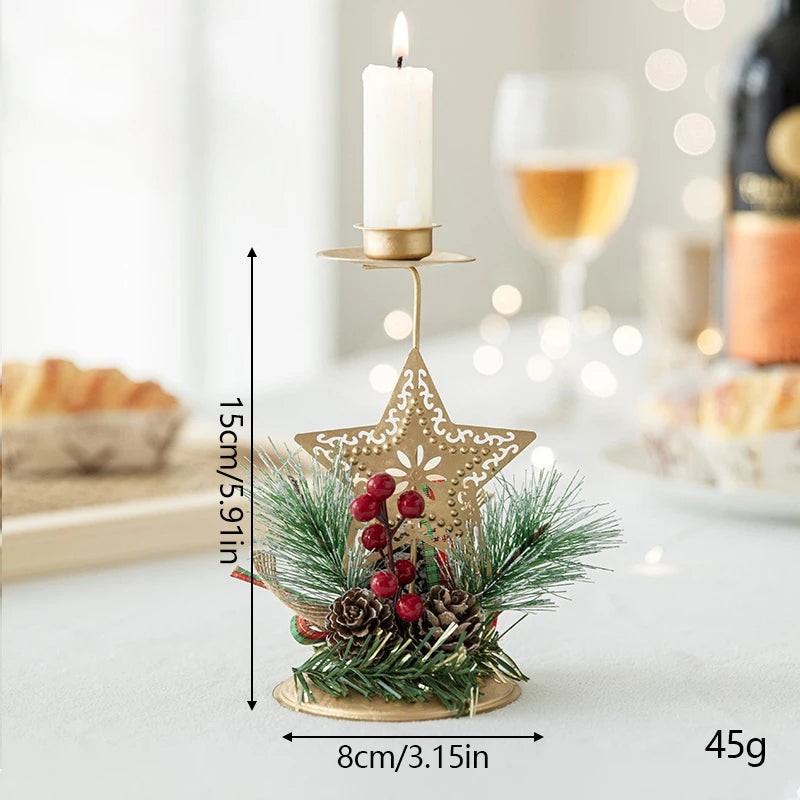 Luxury Christmas Candle Holder - Iron Snowflake & Tree Design for Xmas, New Year, Party Decor