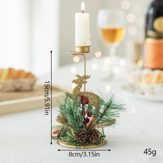 Luxury Christmas Candle Holder - Iron Snowflake & Tree Design for Xmas, New Year, Party Decor