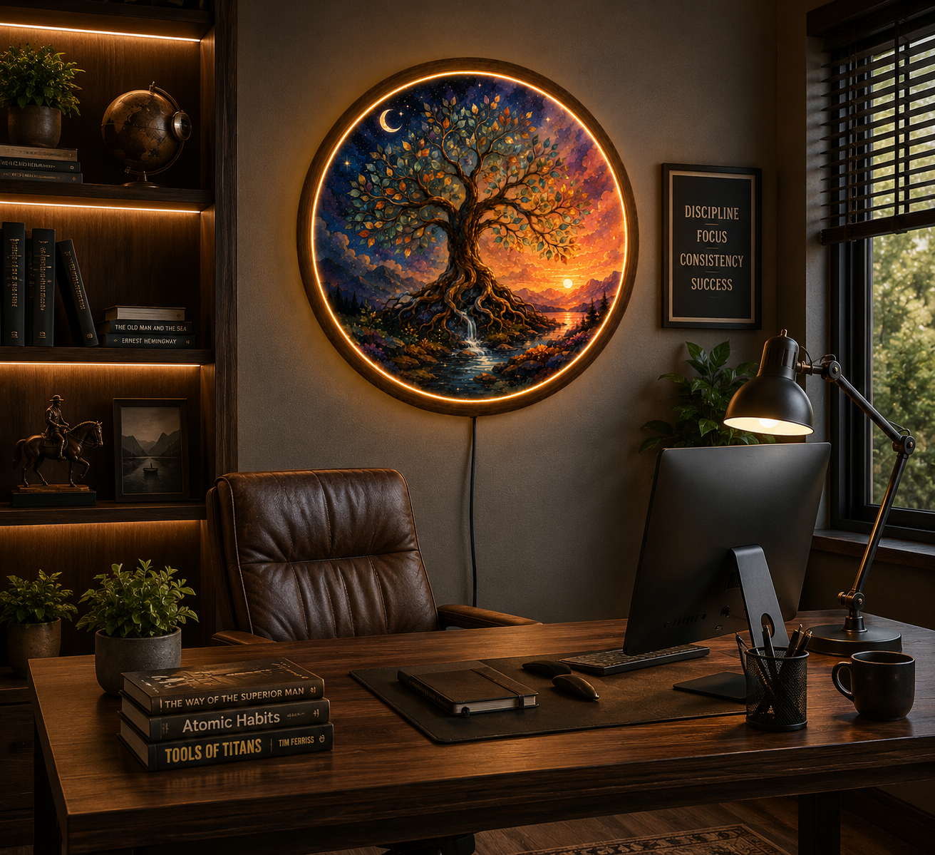 Tree of Life LED Wall Art, Round Lighted Wall Decor, Mystic Nature Wall Lamp, Fantasy Tree Home Decor
