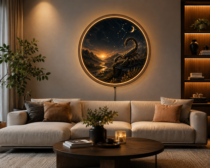 Scorpion LED Wall Art, Zodiac Astrology Light, Celestial Scorpion Decor, Round Illuminated Wall Decor, Gothic Bedroom Gift