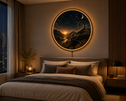 Scorpion LED Wall Art, Zodiac Astrology Light, Celestial Scorpion Decor, Round Illuminated Wall Decor, Gothic Bedroom Gift