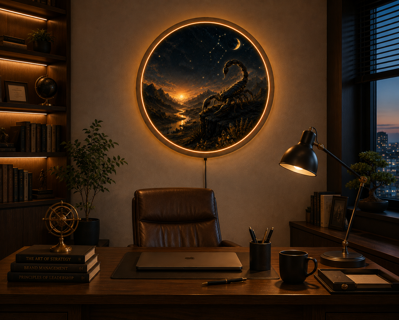 Scorpion LED Wall Art, Zodiac Astrology Light, Celestial Scorpion Decor, Round Illuminated Wall Decor, Gothic Bedroom Gift
