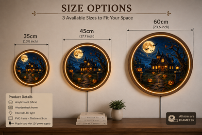 Halloween LED Wall Art, Haunted Castle Decor, Spooky Pumpkin Light, Gothic Moon Wall Decor, Jack O Lantern Halloween Gift