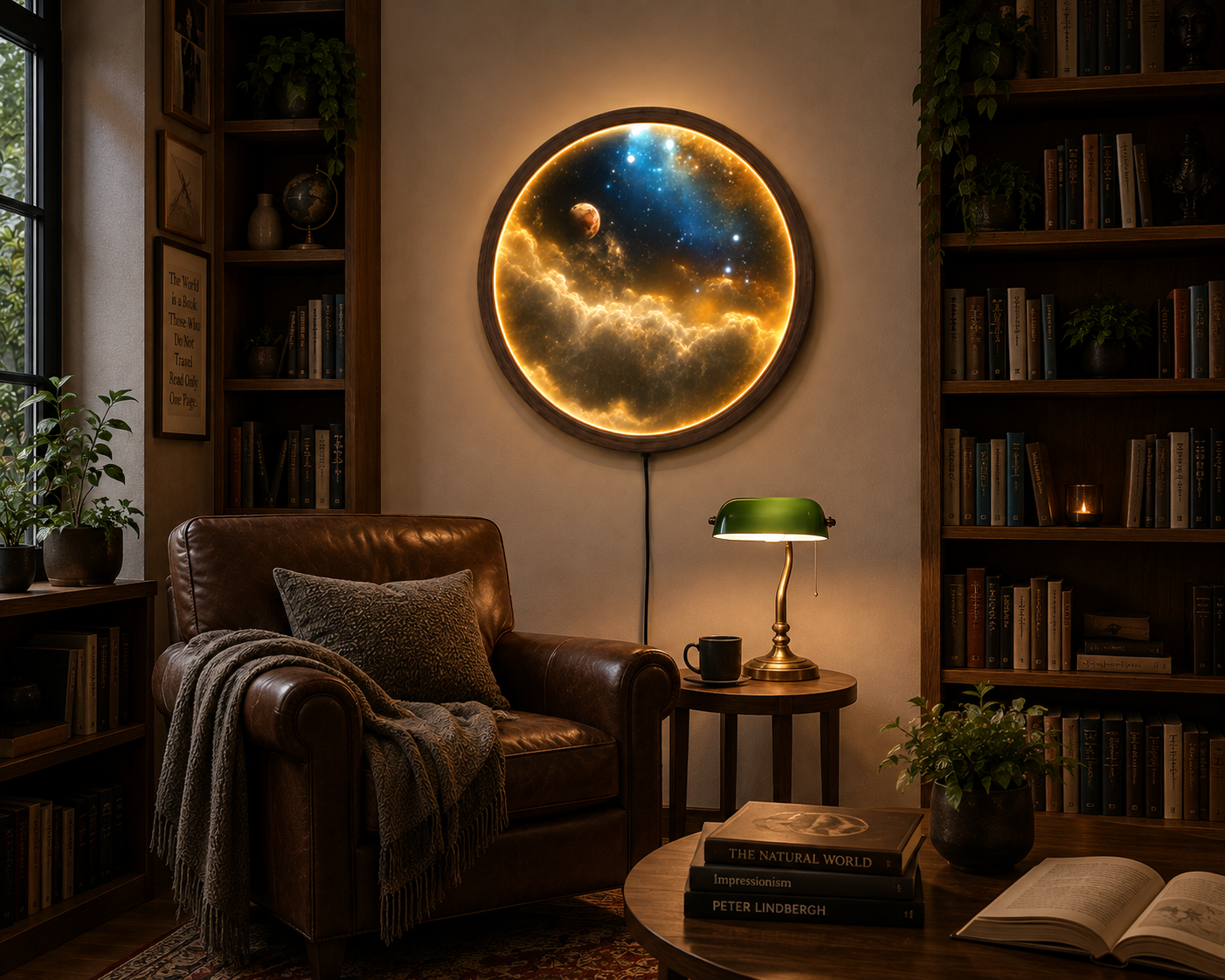 Galaxy LED Wall Art, Celestial Space Wall Decor, Round Cosmic Light, Starry Nebula Wall Lamp, Astronomy Gift for Space Lovers