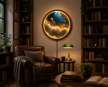 Galaxy LED Wall Art, Celestial Space Wall Decor, Round Cosmic Light, Starry Nebula Wall Lamp, Astronomy Gift for Space Lovers