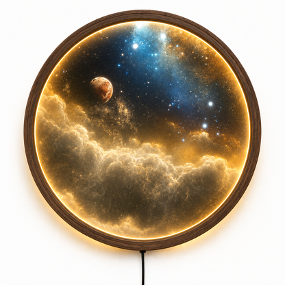 Galaxy LED Wall Art, Celestial Space Wall Decor, Round Cosmic Light, Starry Nebula Wall Lamp, Astronomy Gift for Space Lovers