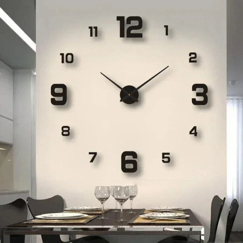 Creative Frameless DIY Wall Clock – Silent Wall Decal for Home, Living Room, Office Decoration