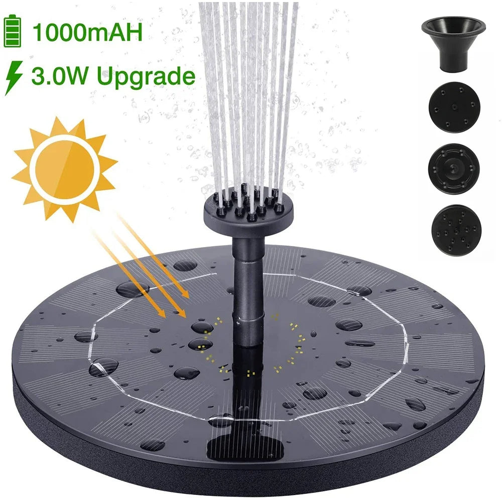 Solar Fountain Pump - Floating Solar Panel with 4 Nozzles for Bird Baths & Garden Ponds