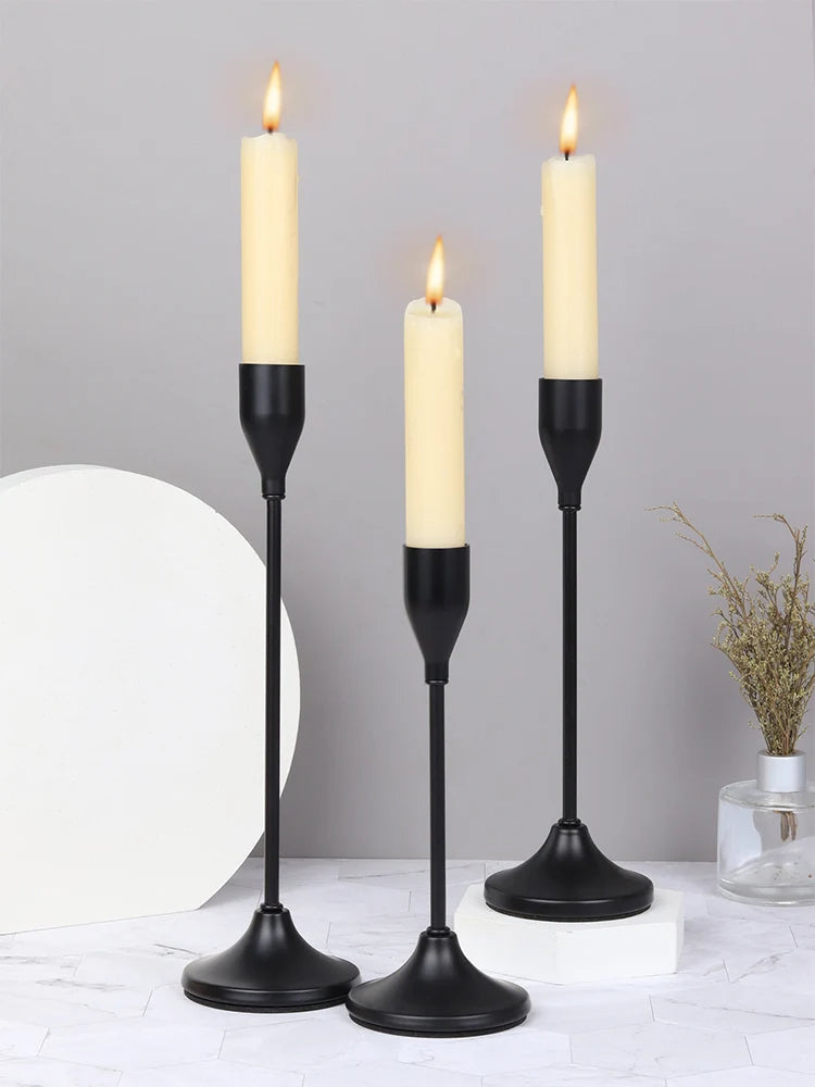 3Pcs European Style Metal Candle Holders, Exquisite Candlestick Set for Wedding & Christmas Table Decor