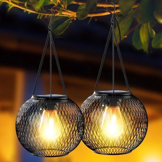 Solar Lantern Outdoor, Ortiny Upgraded Waterproof Hanging Solar Lights for Decorative Garden