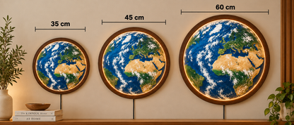 Earth LED Wall Art, World Map Wall Light, Globe Wall Decor, Round Lighted Wall Art, Geography Gift, Space Home Decor