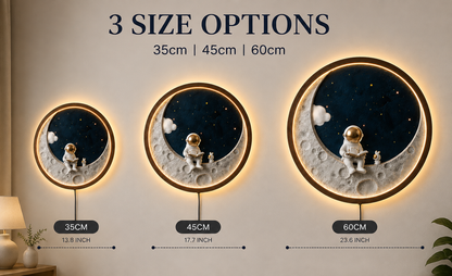 Astronaut Moon LED Wall Art, Space Reading Decor, Crescent Moon Wall Light, Galaxy Stars Wall Art, Kids Room Decor, Space Lover Gift