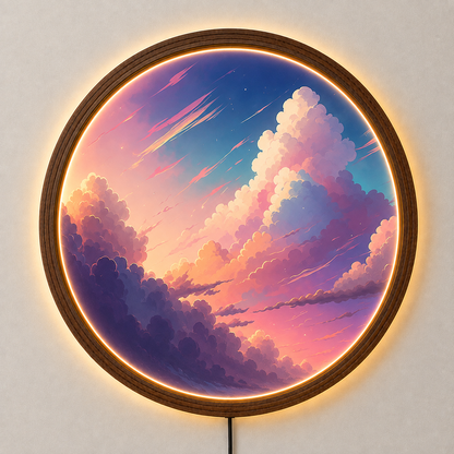 Pastel Cloud LED Wall Art, Dreamy Sunset Sky Wall Decor, Round Lighted Wall Art, Aesthetic Cloud Wall Light, Colorful Bedroom Decor