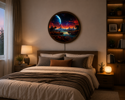Galaxy LED Wall Art, Fantasy Planet Landscape Wall Decor, Space Lighted Wall Art, Celestial Wall Light, Astronomy Home Decor