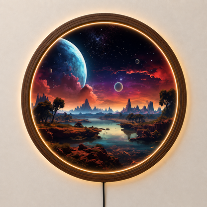 Galaxy LED Wall Art, Fantasy Planet Landscape Wall Decor, Space Lighted Wall Art, Celestial Wall Light, Astronomy Home Decor