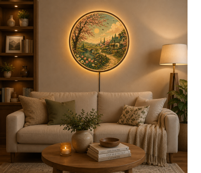 Spring Countryside LED Wall Art, Retro Floral Acrylic Light Sign
