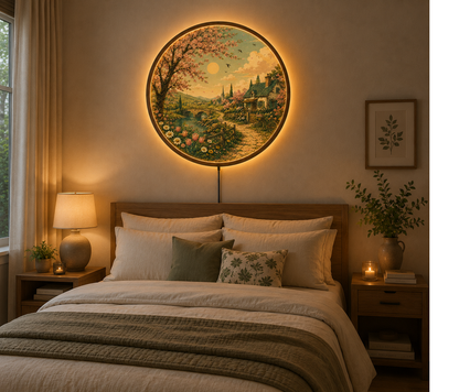 Spring Countryside LED Wall Art, Retro Floral Acrylic Light Sign