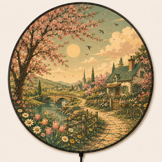 Spring Countryside LED Wall Art, Retro Floral Acrylic Light Sign